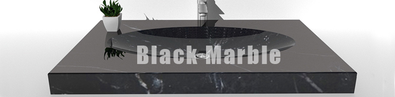 Slim black marble countertop basin sink 45x60x8cm lightweight Thailand