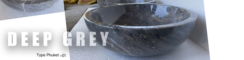 Dark grey marble round basin sink 45cm polished or matte finish Thailand