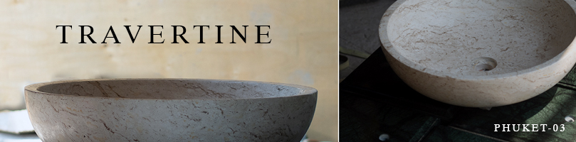 Round travertine washbasin 45cm custom size and finish Thailand natural stone