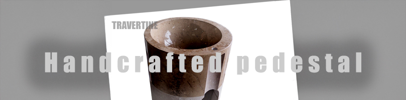 Travertine pedestal basin sink standalone 50x90cm customizable warm organic Thailand