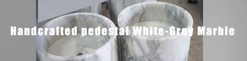 White grey marble pedestal basin sink 50x90cm elegant refined Thailand supplier