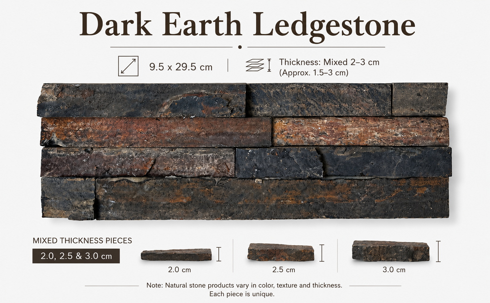 Dark Earth Ledgestone natural stone wall cladding Thailand