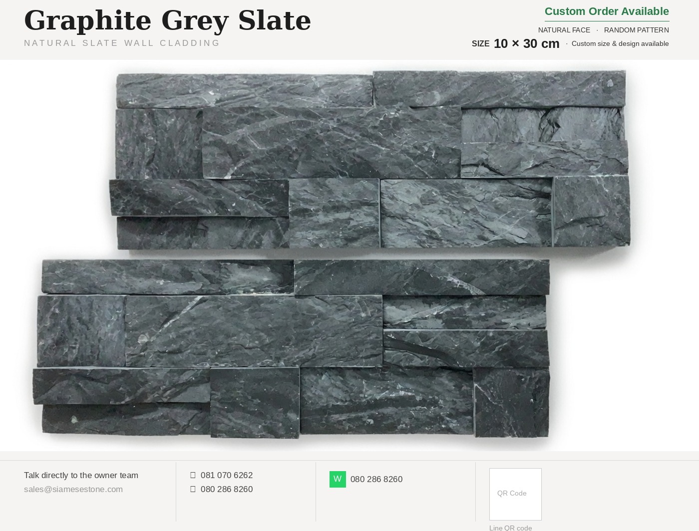 Graphite grey slate ledgestone wall cladding Thailand