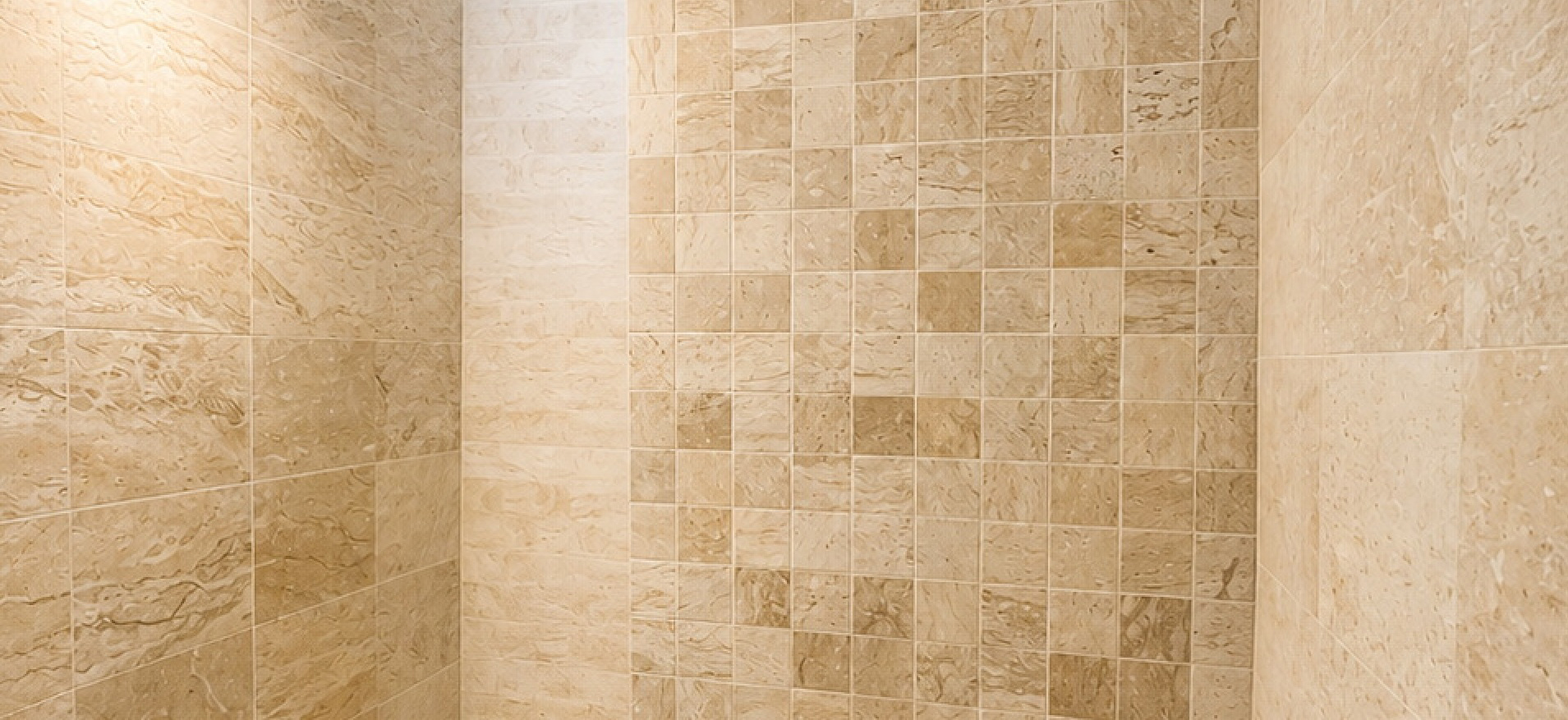 Travertine large tile and mosaic shower Mae Phim Residence Rayong Thailand