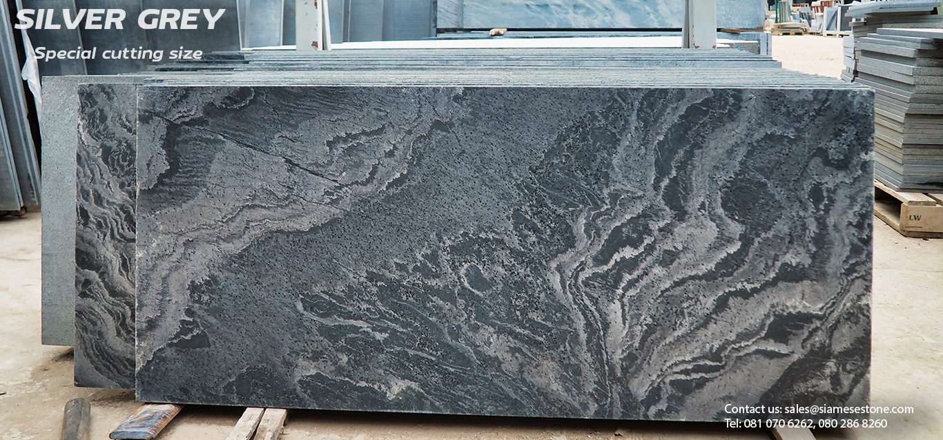 Silver grey slate slab Thailand